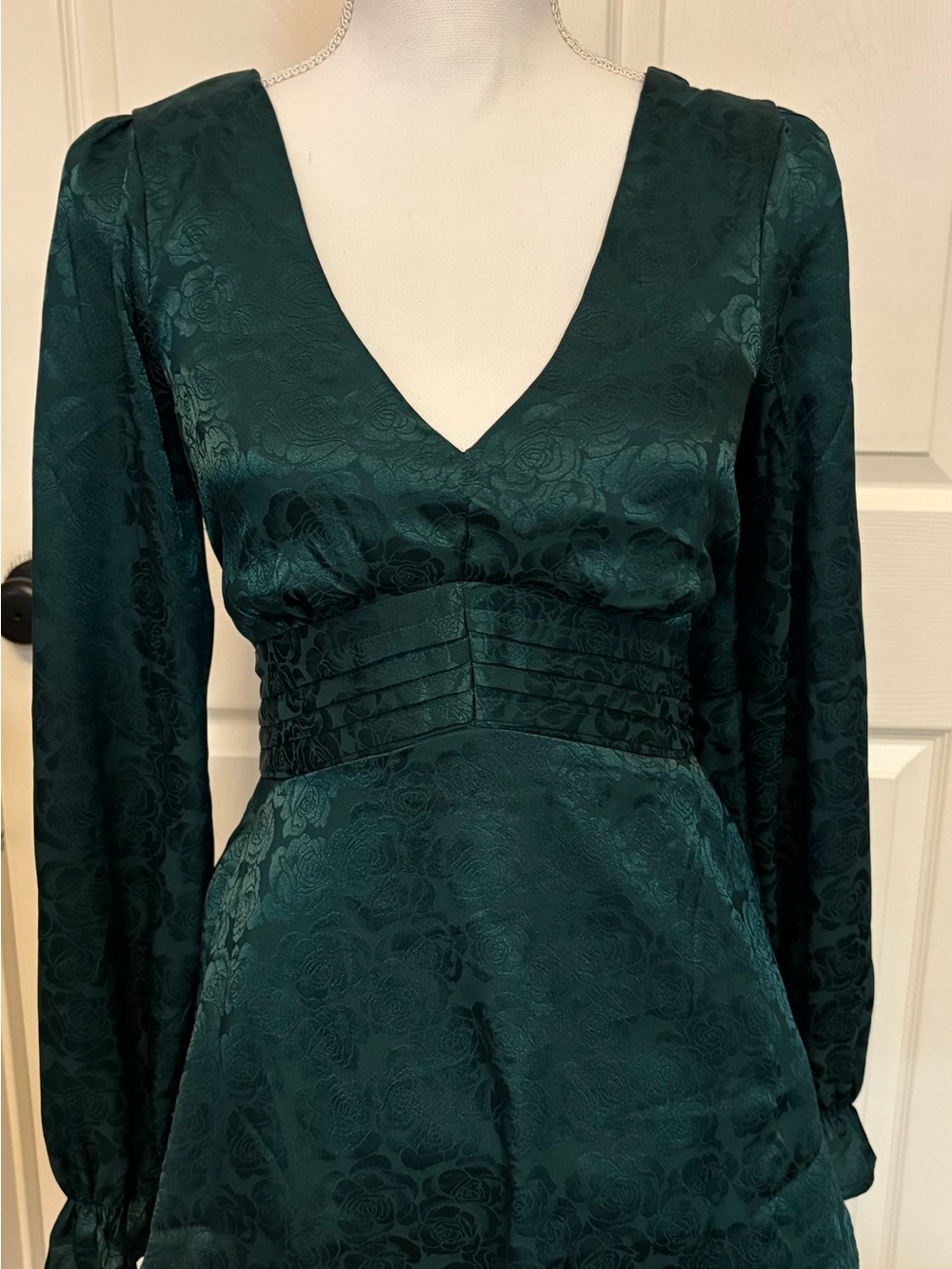 Women's Deep Green V-Neck Floral Romper